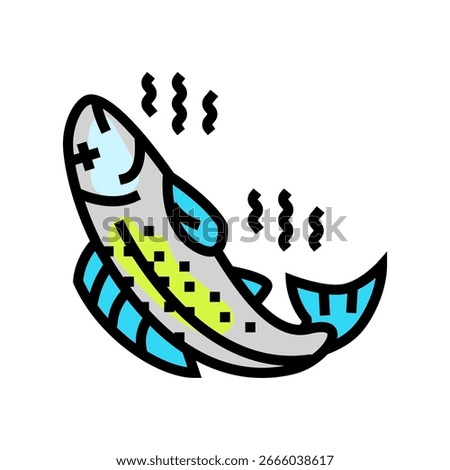 poisoned fish color icon vector. poisoned fish sign. isolated symbol illustration