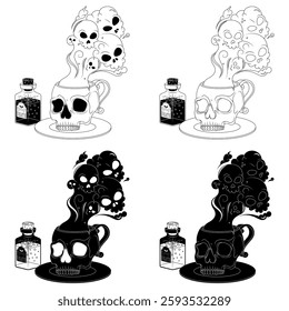 Poisoned Tea Cup with Human Skull Shape, Skull Shape Coffee Mug with Toxic Death Smoke, Demonic Mug for Halloween
