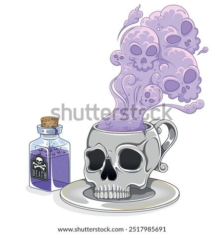 Poisoned Tea Cup with Human Skull Shape, Skull Shape Coffee Mug with Toxic Death Smoke, Demonic Mug for Halloween