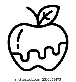 Poisoned Witch Apple line icon, fairytale concept, rotten evil apple sign on white background, poisoned fruit icon in outline style mobile concept web design. Vector graphics.