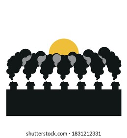 Poisoning the environment. Pollution. Smoke from the chimneys obscures the sun