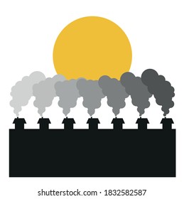Poisoning the environment. Pollution. Smoke from the chimneys obscures the sun.