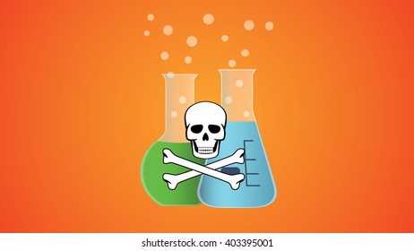 poisonous dangerous liquid in bottle with skull and bone symbol