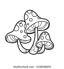 Poisonous fly agaric linear drawing for coloring isolated on white background