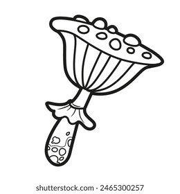 Poisonous fly agaric outlined for coloring page. Image produced without the use of any form of AI software at any stage