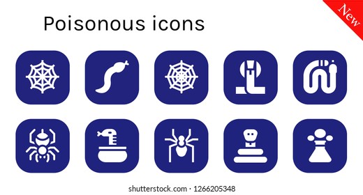  poisonous icon set. 10 filled poisonous icons. Simple modern icons about  - Spider web, Snake, Cobra, Spider, Poison