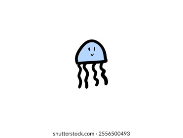 Poisonous marine jellyfish sketch icon image. vector illustration