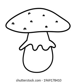 Poisonous mushroom. Amanita, toadstool. Vector illustration in doodle style.