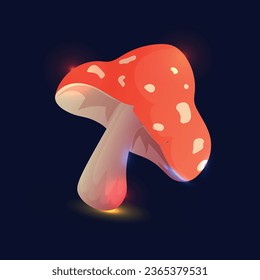 Poisonous mushroom. Isolated on a dark background. Vector illustration.