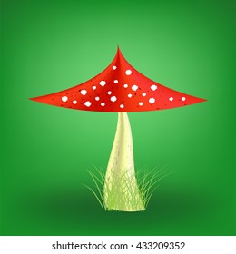 Poisonous Mushroom on Soft Green Background. Fly Agaric