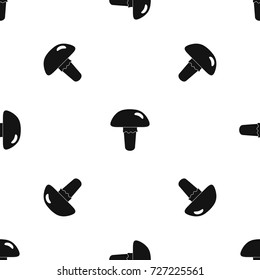 Poisonous mushroom pattern repeat seamless in black color for any design. Vector geometric illustration