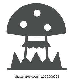 Poisonous mushroom solid icon, forest concept. Vector graphics. Danger vegetable sign on white background, glyph style icon for mobile or web design