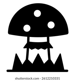Poisonous mushroom solid icon, forest concept. Vector graphics. Danger vegetable sign on white background, style mobile or design