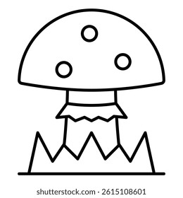 Poisonous mushroom thin line icon, forest concept. Vector graphics. Danger vegetable sign on white background, linear style mobile or design