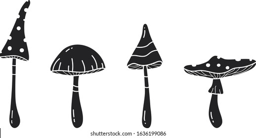 Poisonous mushrooms icon set. Vector