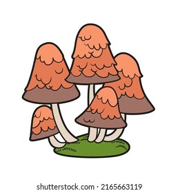 Poisonous mushrooms on moss color variation for coloring page isolated on white background