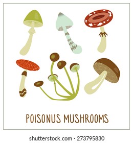 poisonous mushrooms vector table