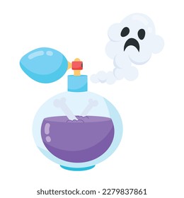 Frasco de perfume venenoso con fantasma, pegatina plana 