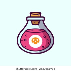 Poisonous Potion Bottle with Skull Symbol Cartoon Vector Illustration