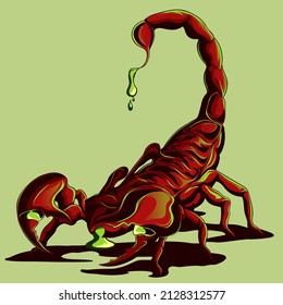 poisonous red scorpion on flat background