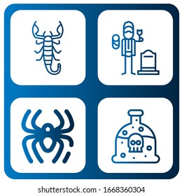 poisonous simple icons set. Contains such icons as Scorpion, Widower, Spider, Poison, can be used for web, mobile and logo
