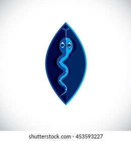 Poisonous snake graphic vector illustration, modernistic colorful image of dangerous reptile isolated on white background.  Zoology theme.