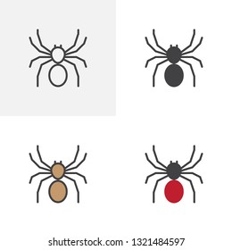 Poisonous spider icon. Line,  Symbol, logo illustration. Different style icons set