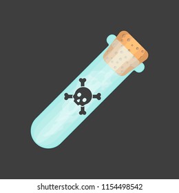 A poisonous virus in a test tube sealed with a stopper. Vector illustration on a gray background