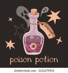 Poisonous witchy potion with an eye and spirits