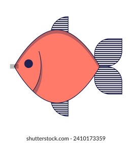 Poisson d'avril. French April Fool's Day sticker fish. Flat style. Vector illustration