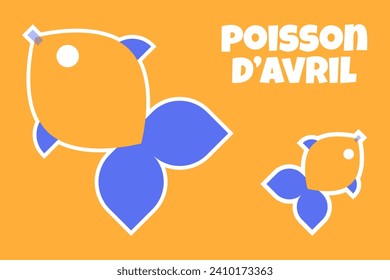 Poisson d'avril. French April Fool's Day banner fish. Flat style. Vector illustration	