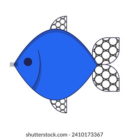 Poisson d'avril. French April Fool's Day sticker fish. Flat style. Vector illustration