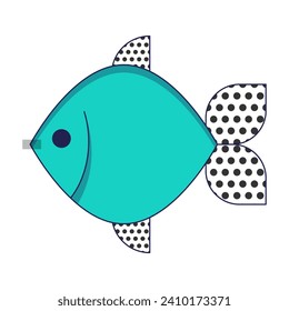 Poisson d'avril. French April Fool's Day sticker fish. Flat style. Vector illustration