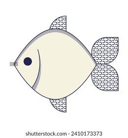 Poisson d'avril. French April Fool's Day sticker fish. Flat style. Vector illustration