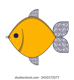 Poisson d'avril. French April Fool's Day sticker fish. Flat style. Vector illustration