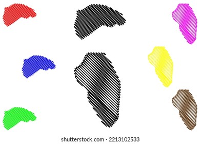 Isla de Poivre y Du Sud (República de Seychelles, Océano Índico, Islas Exteriores, Islas Amirante) mapa ilustrativo de los vectores, dibujo de dibujos animados Atolón de Poivre y mapa de Ile Du Sud