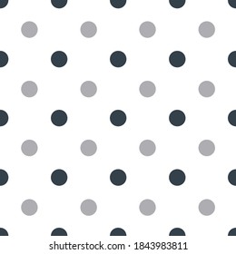 Poka dot seamless repeat pattern on a white background, vector illustration.