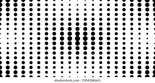 La poka marca la mitad del tono sin costuras. Resumen de fondo vectorial gráfico con círculos de polka. Papel mural divertido con confeti monocromo. Marco de arte pop geométrico moderno