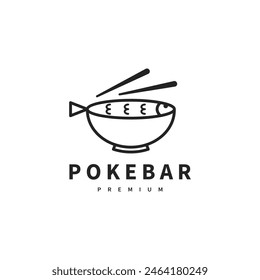 poke bar or sushi logo design illustration 