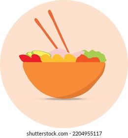 Poke Bowl Design Icon Flat Modern Vector Illustration