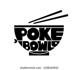 Poke Bowl Hawaiian Cuisine Restaurant Healthy Food Fish Menu Logo Lettering