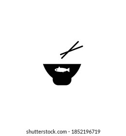 Poke Bowl icon. Hawaiian restaurant symbol. Logo design element