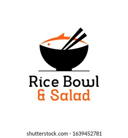 Poke Bowl Logo Design Salmon Vector Food Graphic Idea