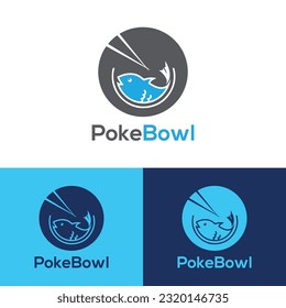 Poke Bowl logo design vector templet,