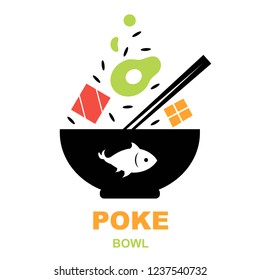 Poke bowl logo on white background

