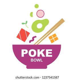 Poke Bowl Logo On White Background

