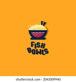 Poke Bowl Logo,Hawaiian Restaurant logo. Poke Bowls Restaurant or Bar with RAW fish Food.