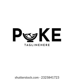 Poke fish bowl logo design for word mark, typography idea creative