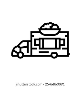 poke food truck line icon vetor. poke food truck sign. símbolo de contorno isolado ilustração preta