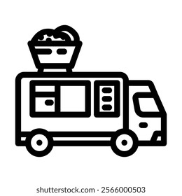 poke food truck line icon vector. poke food truck sign. isolated contour symbol black illustration